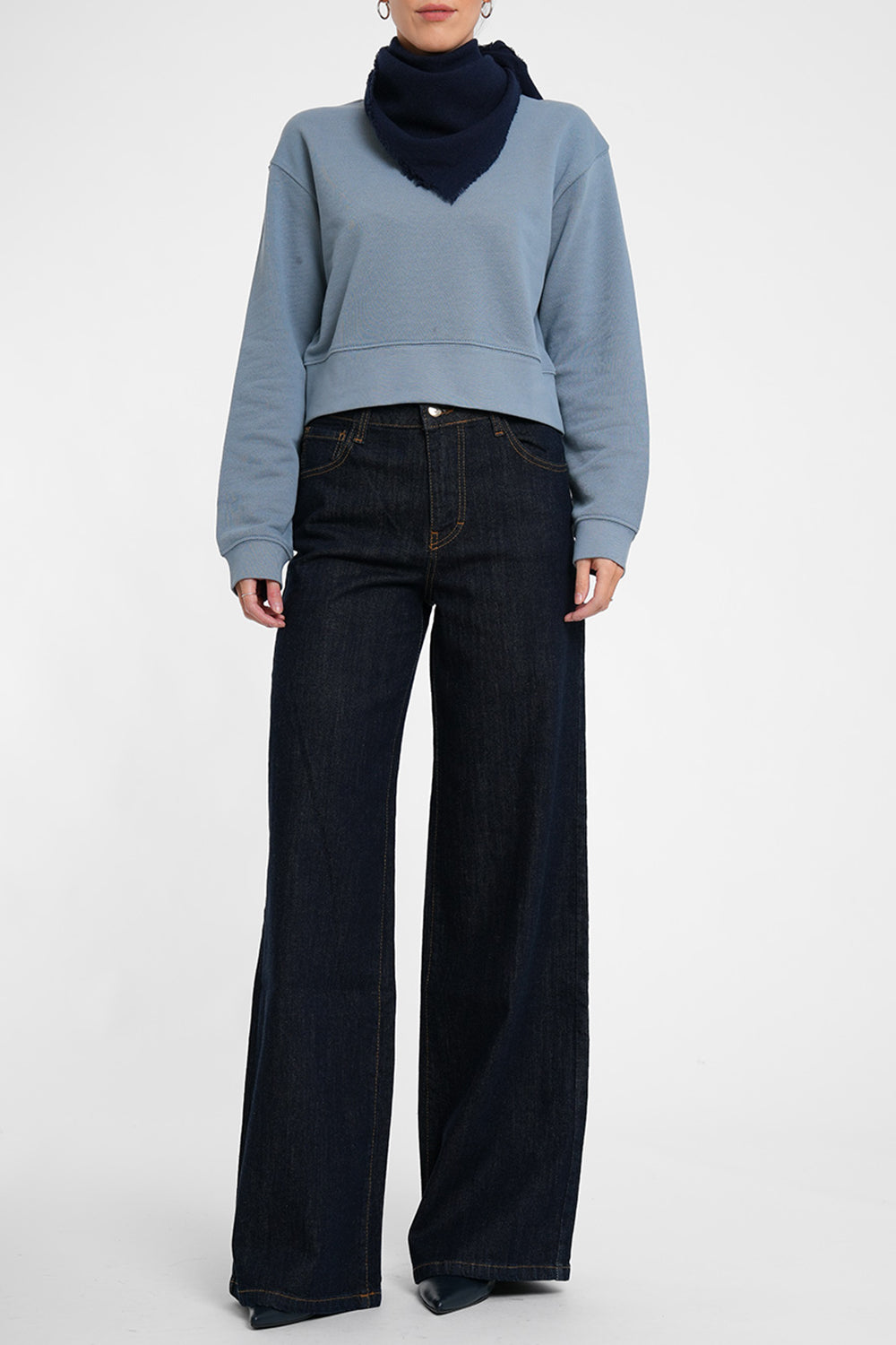 Cara Wool Scarf - dark blue