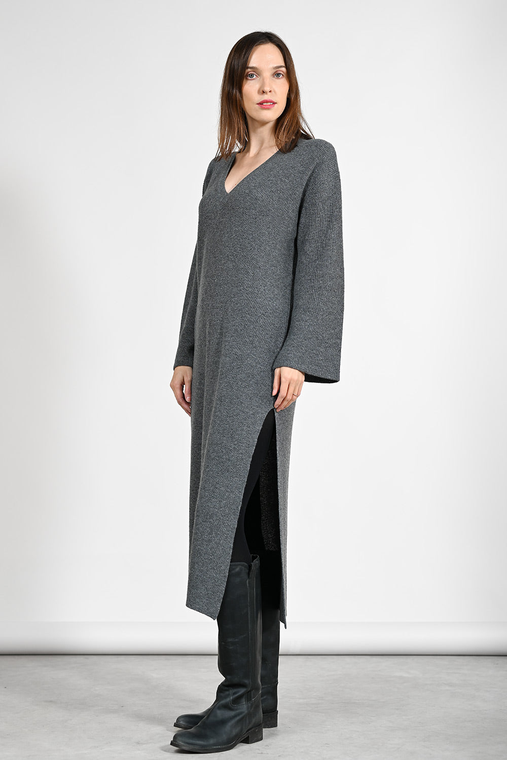 Alessia Wool Dress - dark grey