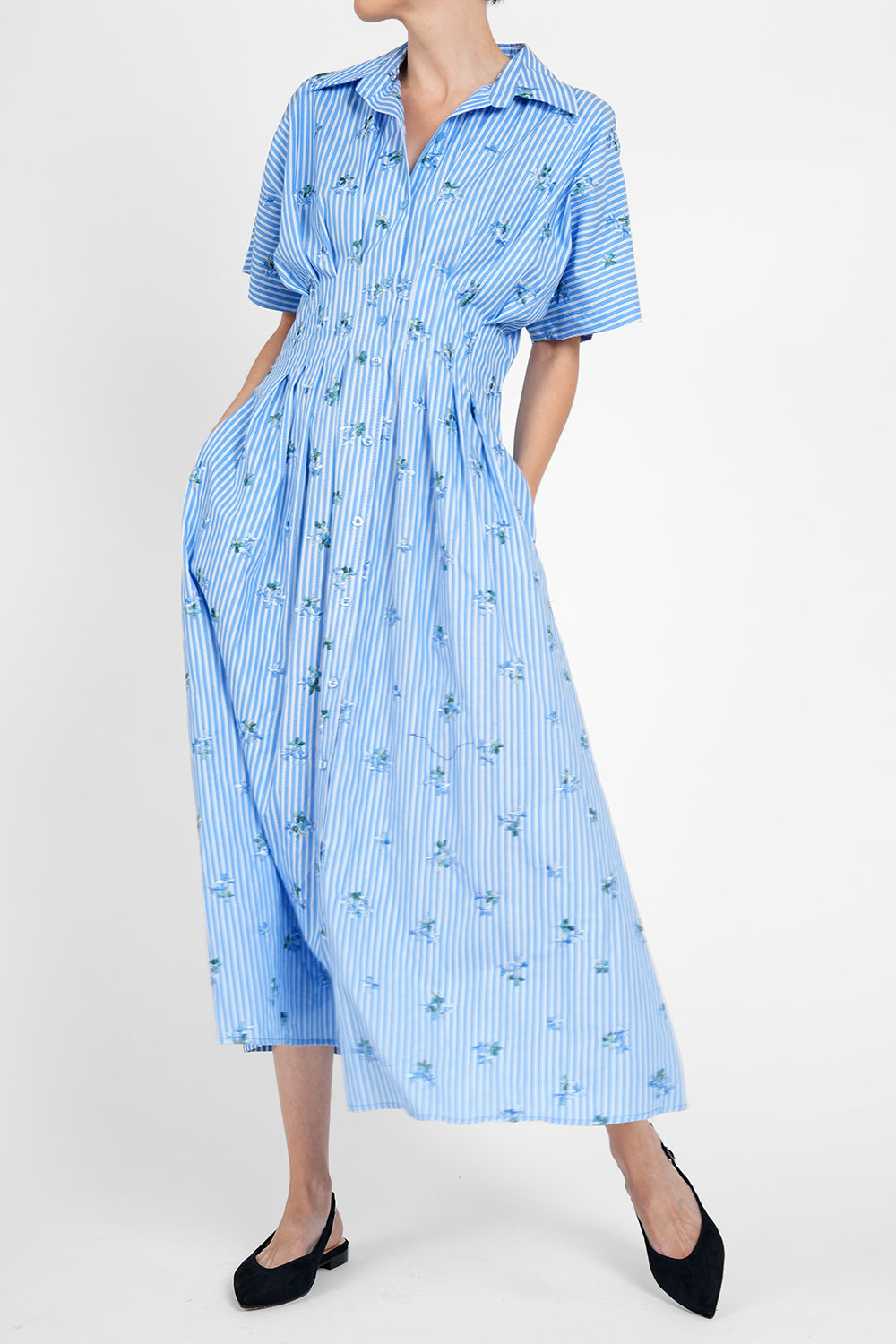 Atello Dress - blue white stripe