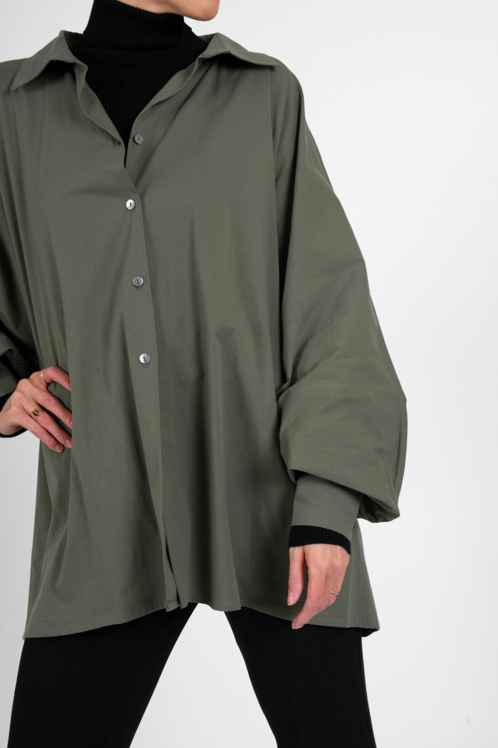 Cerena Poplin Blouse - khaki
