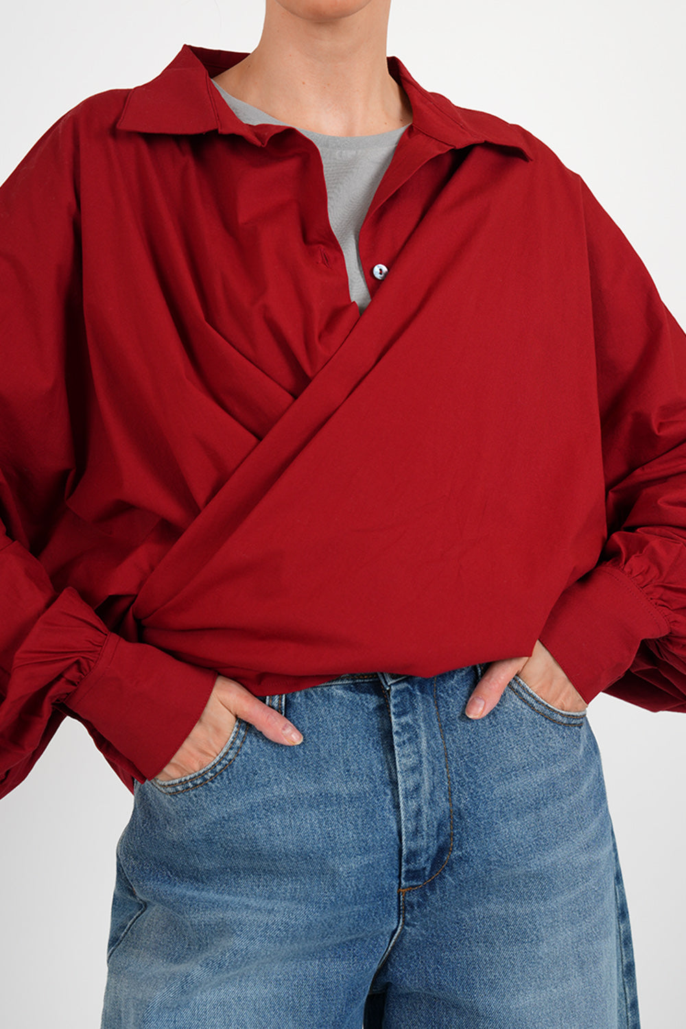 Cerena Poplin Blouse - red
