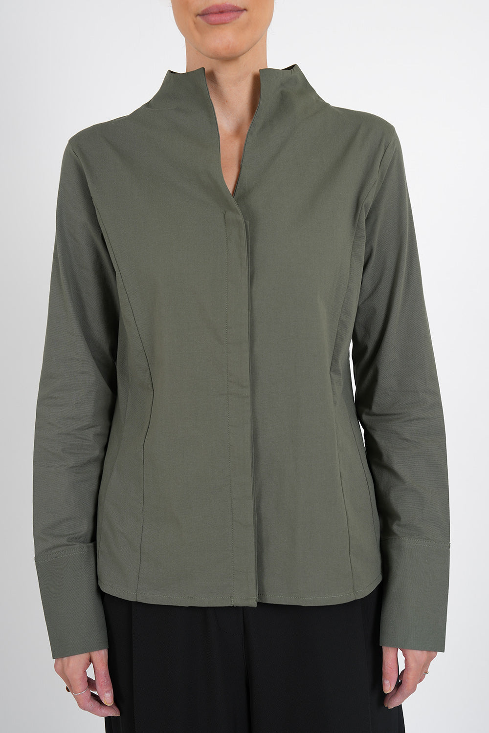 Cilla Poplin Blouse - khaki