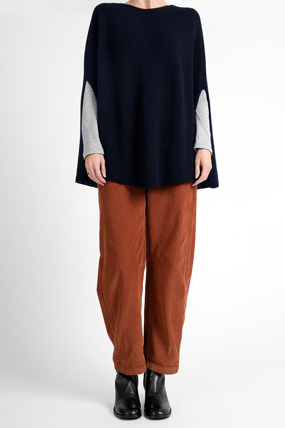 Quinn Cashmere Poncho - dark blue