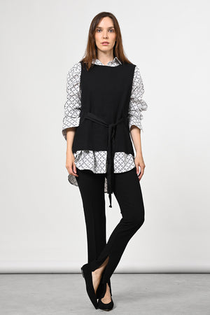 Tomina Leinen Blouse - nero