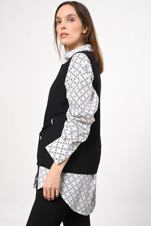 Tomina Leinen Blouse - nero