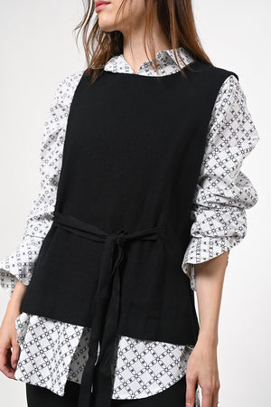 Tomina Leinen Blouse - nero