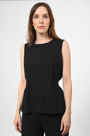 Tomina Leinen Blouse - nero