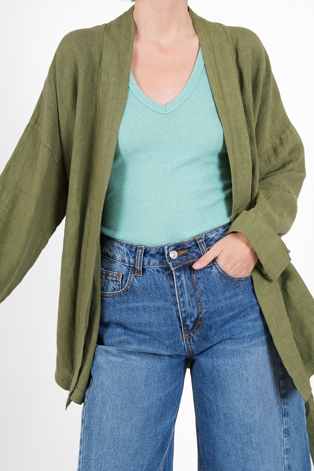Yen Linen Kimono - khaki