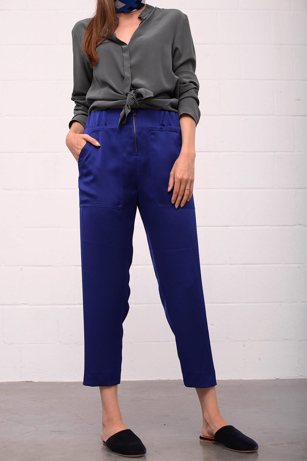 Camille Silk Blouse - asfalto