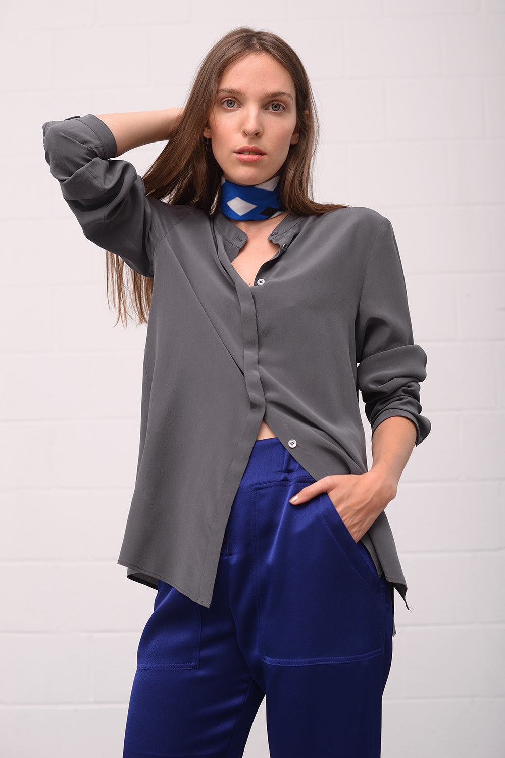 Camille Silk Blouse - asfalto