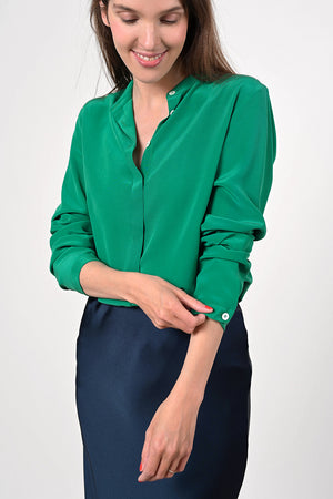 Camille Silk Blouse - smaragd