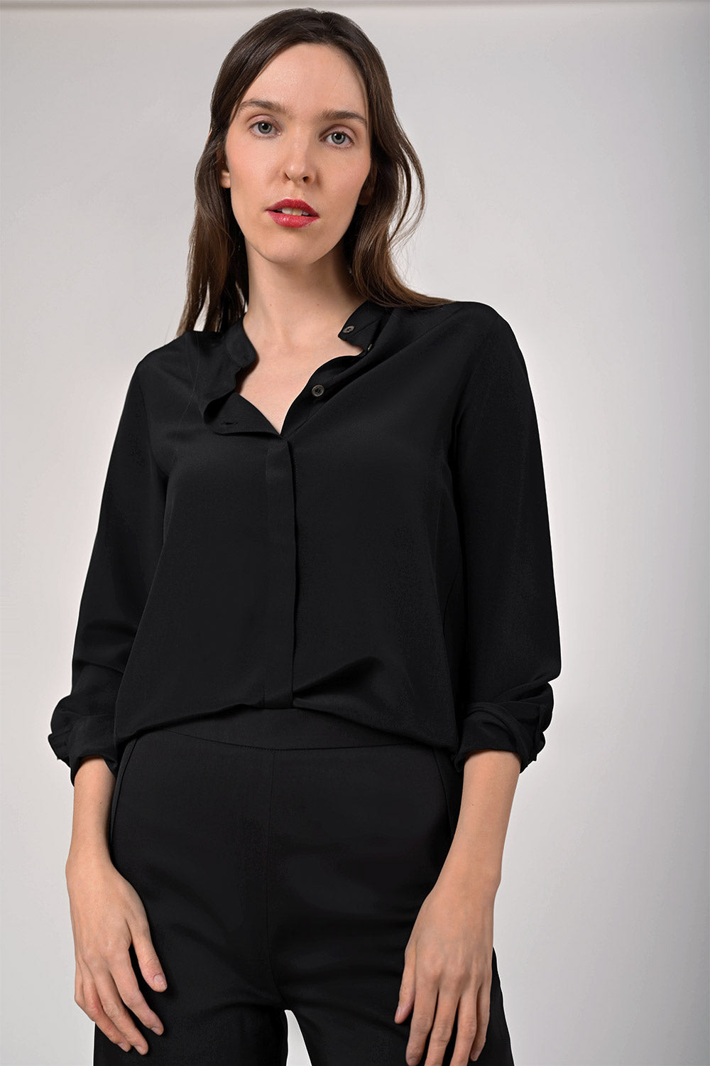 Camille Silk Blouse - nero