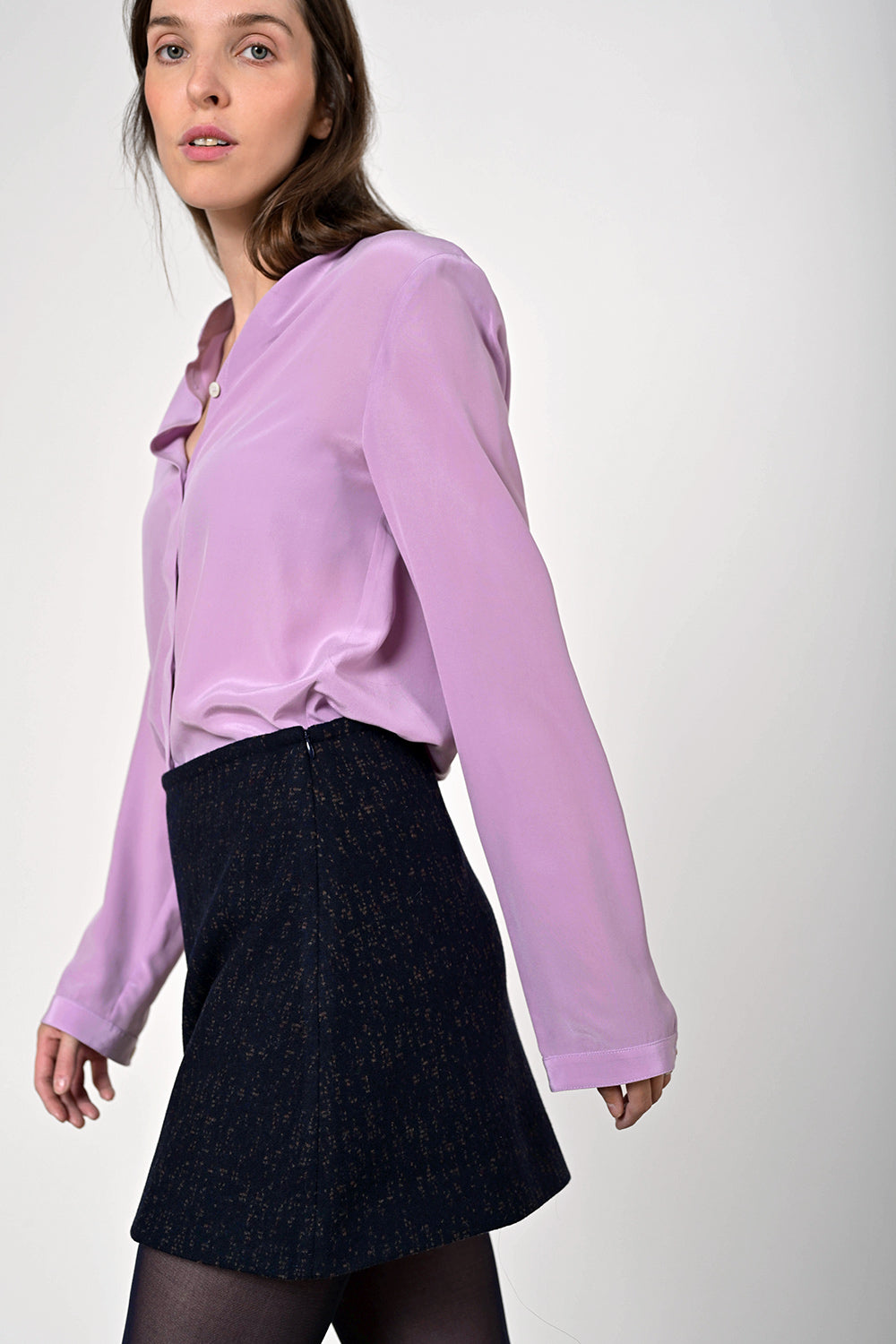 Gofia Wool Skirt - navy brown